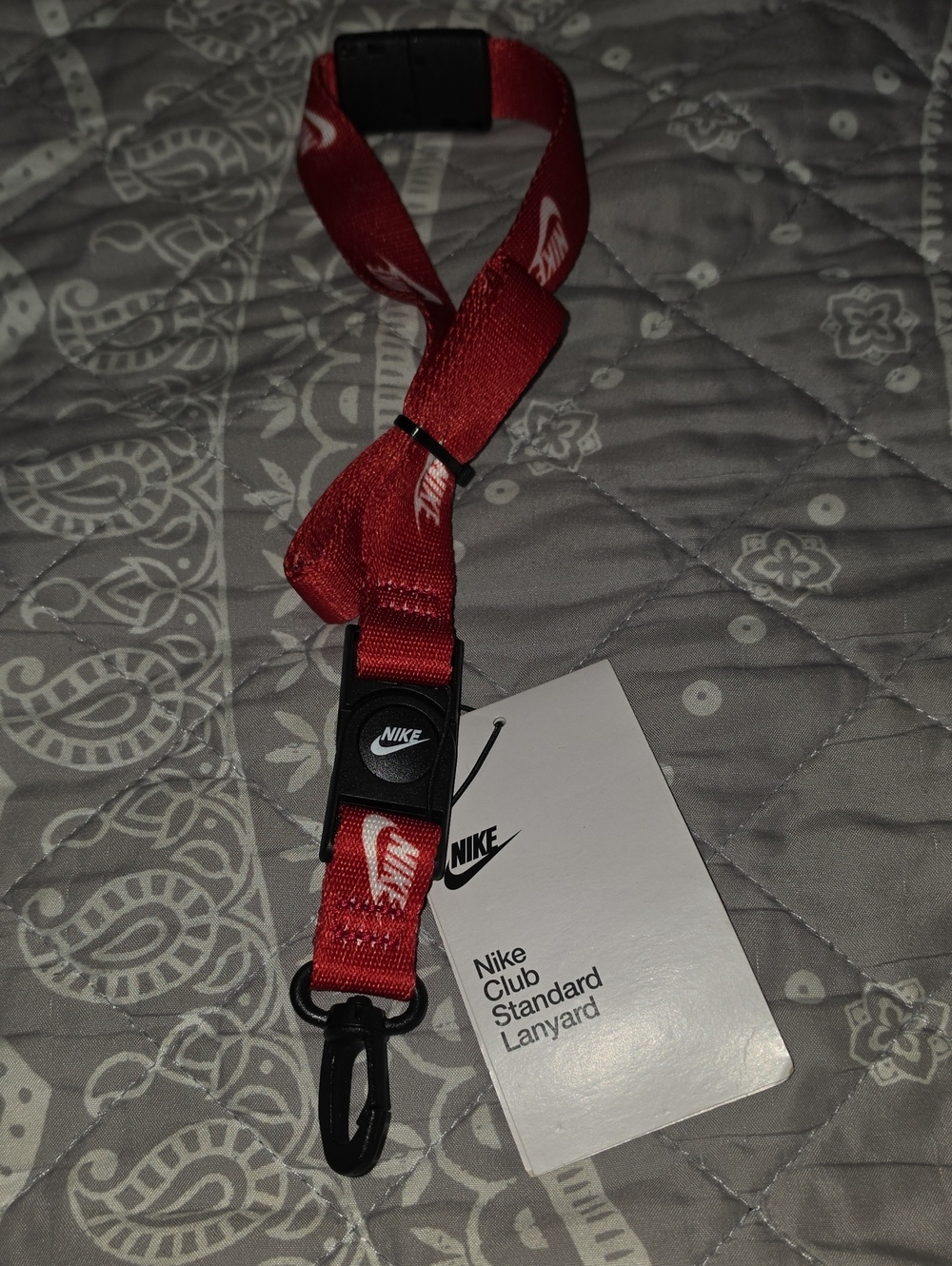 Nike Red Branded Lanyard with Quick-Release Clip